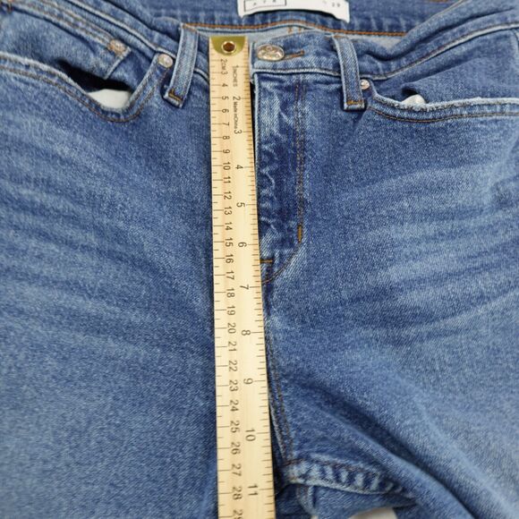 AYR The Yes Yes Yes Jeans Women's 29x26 Blue Denim High Rise Straight Crop Fray - Picture 11 of 16